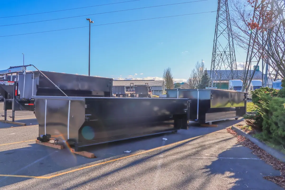 Roll-off dumpster ready for waste disposal at job site for Roll Off Dumpster Rental in Burbank